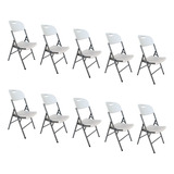 Silla Plegable Linium Eventos Plástico Resistente Set De 10 Color Blanco