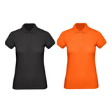 Kit 2 Camisas Polo Feminina Baby Look Piquet Poliéster