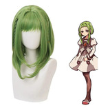 Peruca Cosplay Nanamine Sakura, Cor Verde, Cabelo Sintético