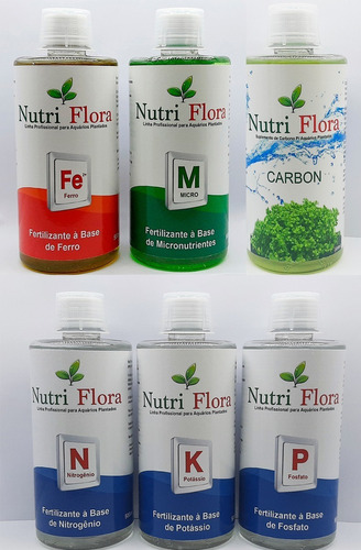 Fertilizante Aquário Plantado Nutri Flora Kit 6 Fertilizante