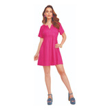 Vestido Casual Dama Rosa Escote V 960-75