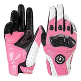 Ok Guantes De Moto Largos De Piel De Cabra Rosa Para Mujer Q