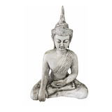 Estatua Buda Cimento Branco Com Betume