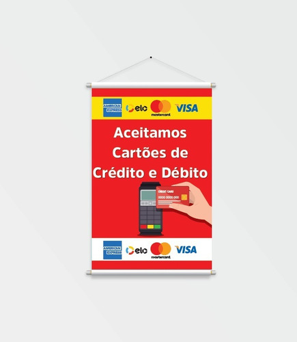 Banner Aceitamos Cartões Para Loja Comércio Promoção 35x50cm