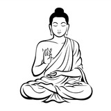 Adesivo De Parede Preto Diy, Decalque Meditando Buda, Arte R