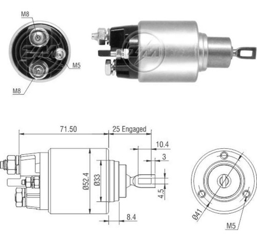 Solenoide Fiat Peugeot 206 / 306 / 307 / 308 - Partner 12v 