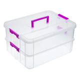 Juxyes Caja De Almacenamiento Apilable De 2 Niveles Con Asa,