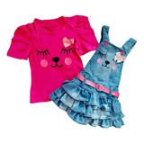 Vestido Infantil Jeans Salopete Bloguerinha Mini Diva Moda