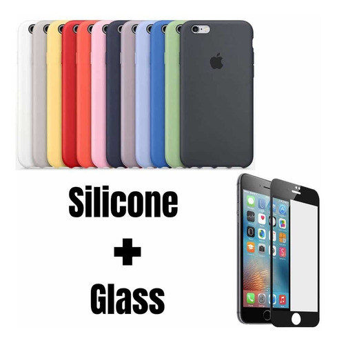 Silicone Case Cerrado Para iPhone 6g/6s Mas Vidrio Cerámica 