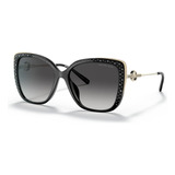 Michael Kors East Hampton Mk2161bu 31108g, 56 Colores, Marco Negro, Varilla Dorada, Lente Gris, Diseño Cuadrado