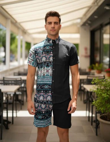 Conjunto Short Coordinado Con Camisa Hawaiana Playa