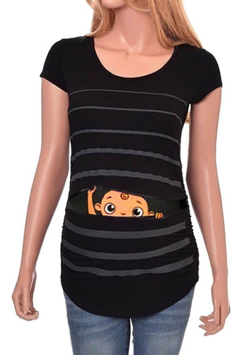 Maternidad Linda Playera De Manga Corta Embarazada Tops [u]