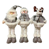 3 Monos Patas Larga Pascuero Reno Mono Nieve Muñecos Navidad Color Gris Premium