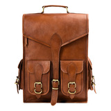 Volksy Bags Mochila Vintage De Cuero Para Portatil, Marron,