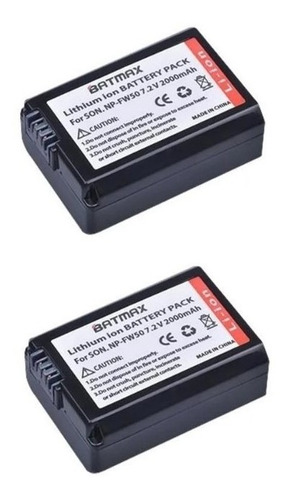 Kit 2 Bat Np-fw50 Batmax Sony Alpha A6000 A6300 A6500 Nex-3
