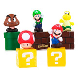 Mario Bros Figuras Sobre Cubos Bloques Coleccion X 5 Muñecos