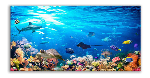 Cuadro Peces Marino Para Acuario Arrecife Playa 80 Cm