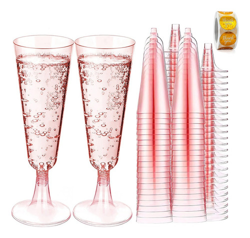 Copas Plastico Fiesta Elagantes Champagne Rosa 60 Piezas 5oz