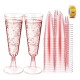 Copas Plastico Fiesta Elagantes Champagne Rosa 60 Piezas 5oz