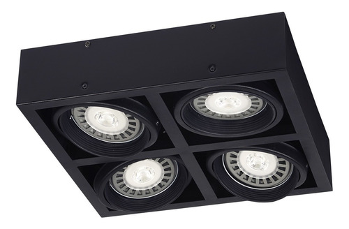 Aplique Plafon Box Ar111 Cardanico 4 Luces Led Blanco Negro