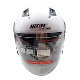 Casco Iron Racing 3/4 Doble Mica Blanco M (g740)