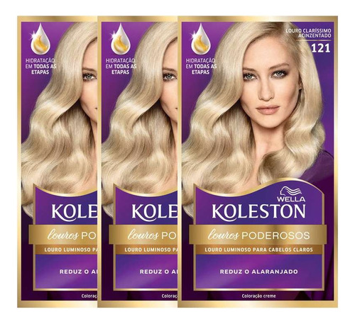  Kit 3 Koleston 121 Louro Clarissimo Acinzentado