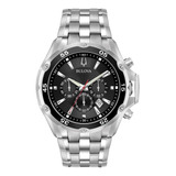 Reloj Hombre Bulova 98b333 Cuarzo Pulso Plateado En Acero