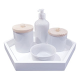 Kit Higiene Bebê Porcelana Potes Maternidade Completo 5 Peça