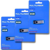 03 Pendrive 8gb Multilaser Pd587  Usb Original Atacado Nfe