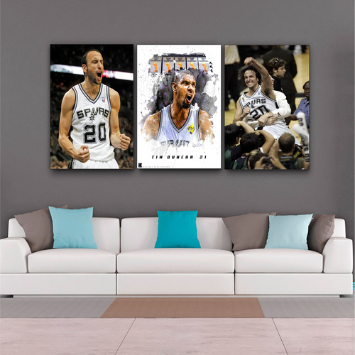 Cuadros X3 Triptico 27x42 Kobe Manu Ginobili Jordan Lebron