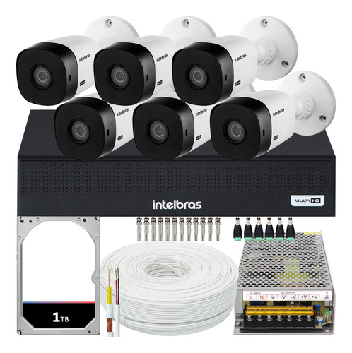 Kit 6 Cameras Seguranca Intelbras Full Dvr 8 Canais 10a 1tb