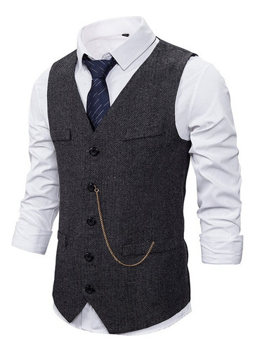 Chaleco De Traje Formal For Hombre, Cadena Casual, Color Li