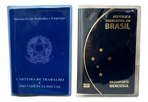 Capa Transparente Para Passaporte E Cart. Trabalho Kit C/ 2