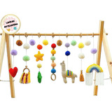 Gimnasio Montessori Bebe Nordico Madera Llama Y Arcoiris