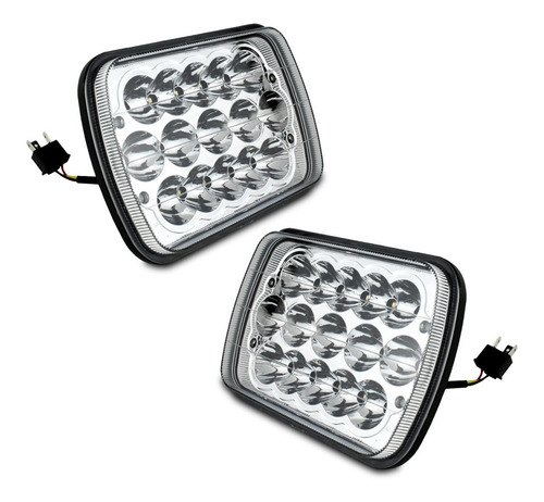 Par Faros Unidad 15 Led 5x7 Rectangular Bicolor Blanco Ámbar