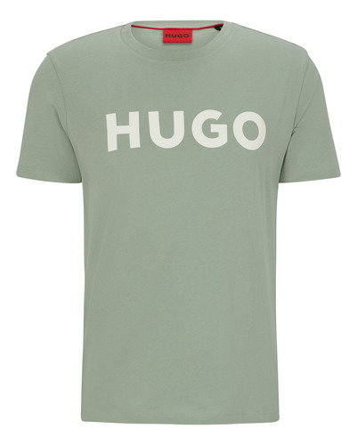 Camiseta Hugo Em Jersey De Algodão Com Logo Em Contraste