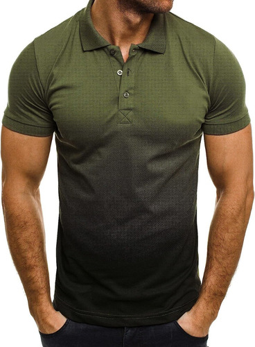 Cómodo Polo Casual Para Hombre Calidad Manga Corta Gradiente