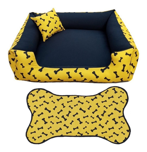 Cama Caminha Pra Cachorro 60x60 +tapetinho Cor Amarelo E Preto