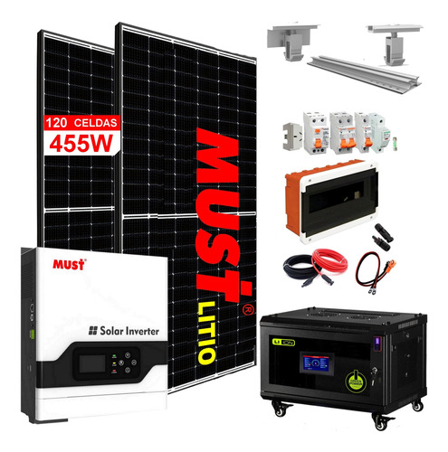 Kit Solar Panel Sharp 8.900 Watts Bateria De Litio 48v T9l