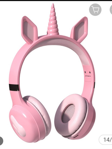 Audífono Bluetooth Unicornio Orejitas Niña Manos Libres Rosa