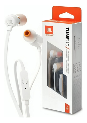 Fone De Ouvido Com Fio In-ear Jbl Tune 110 Branco Com Grave