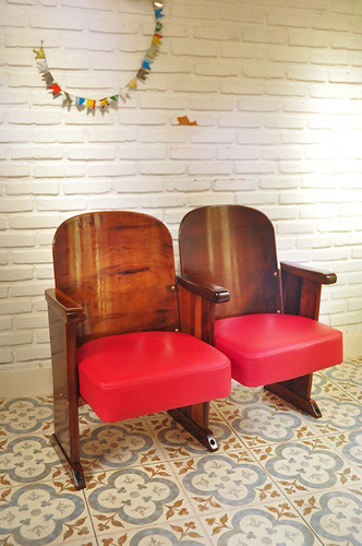 Cadeira Poltrona De Cinema Dupla - Antiga Restaurada - Cimo