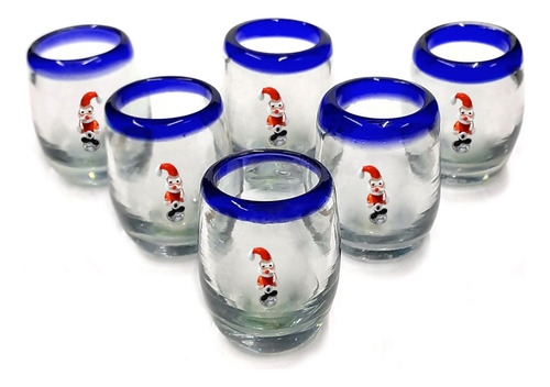 Set De 6 Shot Tequilero Barril Con Borde Color Y Santa Claus