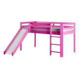 Cama De Madera Infantil Individual Con Resbaladilla 