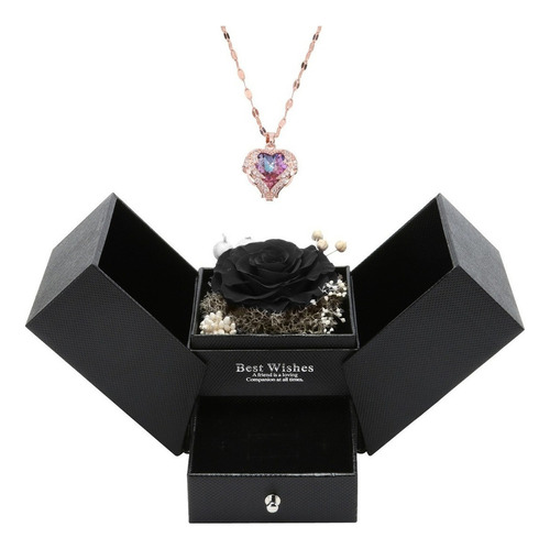 Regalo Collar Flor Eterna Con Corazón San Valentin