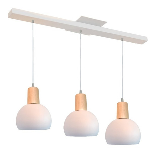 Lampara Colgante 3 Luces Bocha Madera Nordico Escandinavo