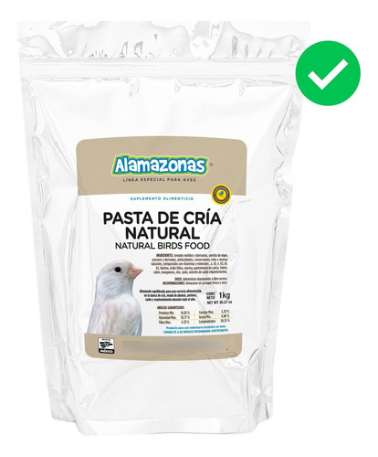 Pasta De Cría Natural Pro 1kg Canario Alamazonas