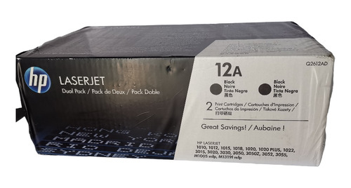 Toner Original Hp 12a Black Dual Pack Q2612ad