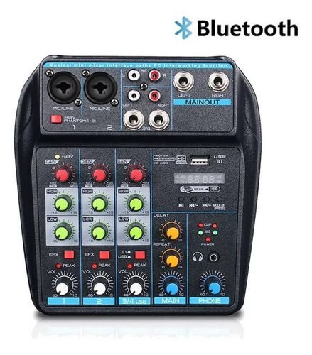 Mesa Sonido Digital Portátil 4 Canales Bluetooth Mp3 Mixer