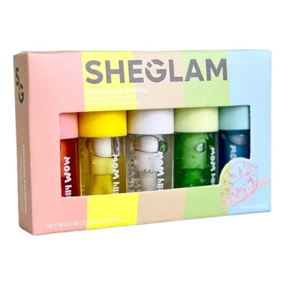 Set 5 Sheglam Lip Oil Gloss Labios Hidratante Sabor Frutal Blanco
